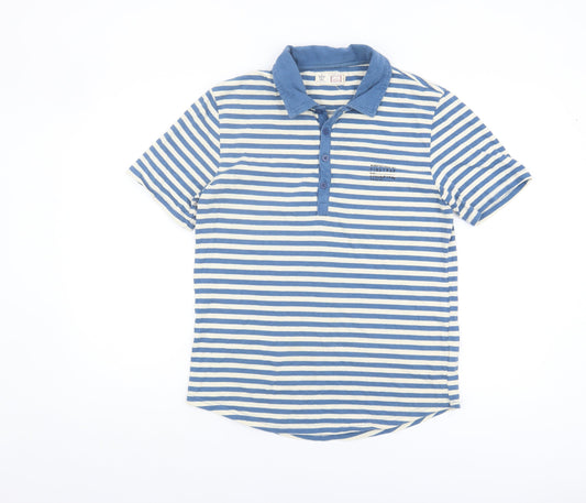 Firetrap Men's Blue Striped Polo Shirt XL