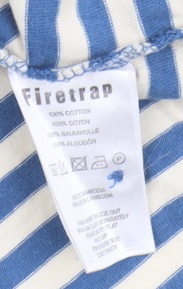 Firetrap Men's Blue Striped Polo Shirt XL