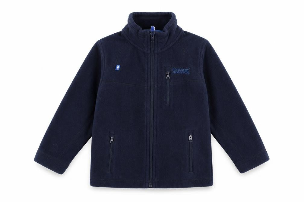 Front view of Regatta boys’ blue fleece jacket 3-4 years