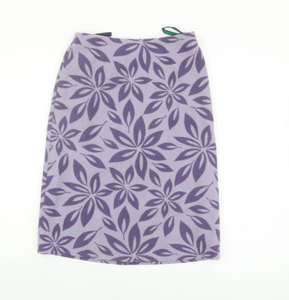Boden Women's Purple Floral Wool Skirt, Size S