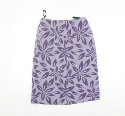 Boden Women's Purple Floral Wool Skirt, Size S