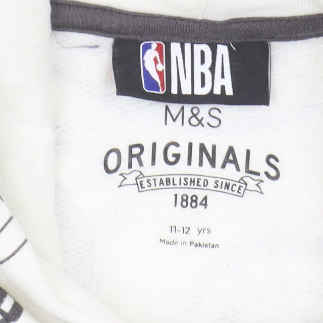 Marks and Spencer Boys White NBA Hoodie 11-12 Years