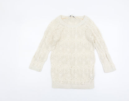 Womens UK Size 8 Fat Face Ivory Pullover Jumper