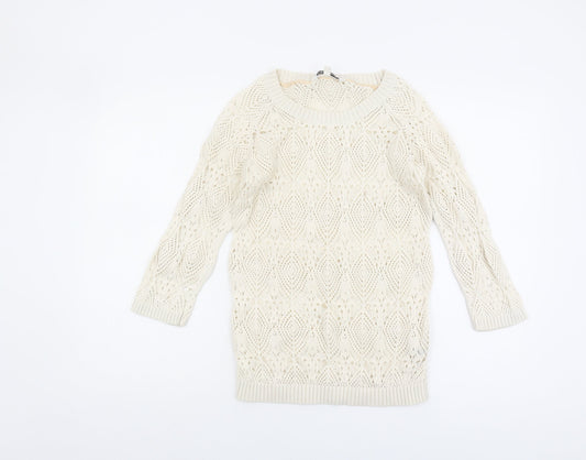 Womens UK Size 8 Fat Face Ivory Pullover Jumper