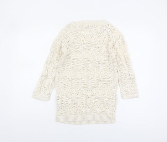 Womens UK Size 8 Fat Face Ivory Pullover Jumper