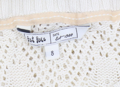 Womens UK Size 8 Fat Face Ivory Pullover Jumper