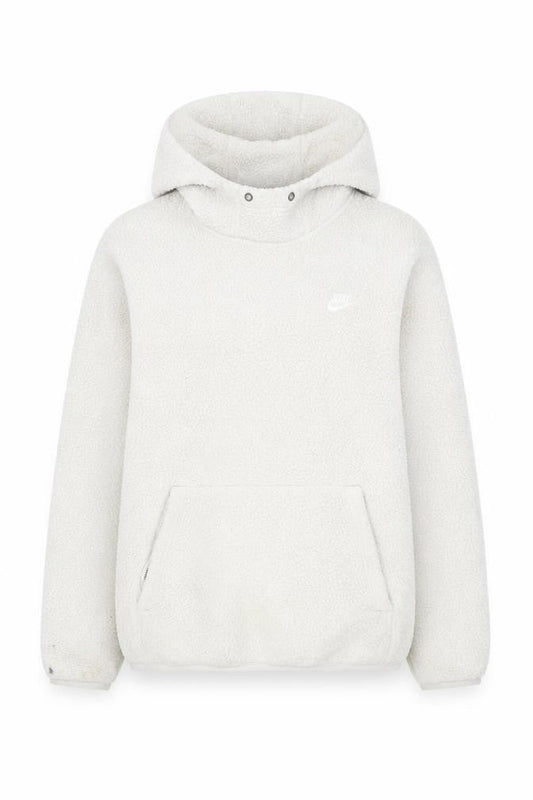 Front view of Nike unisex ivory m pullover hoodie with logo & pocket