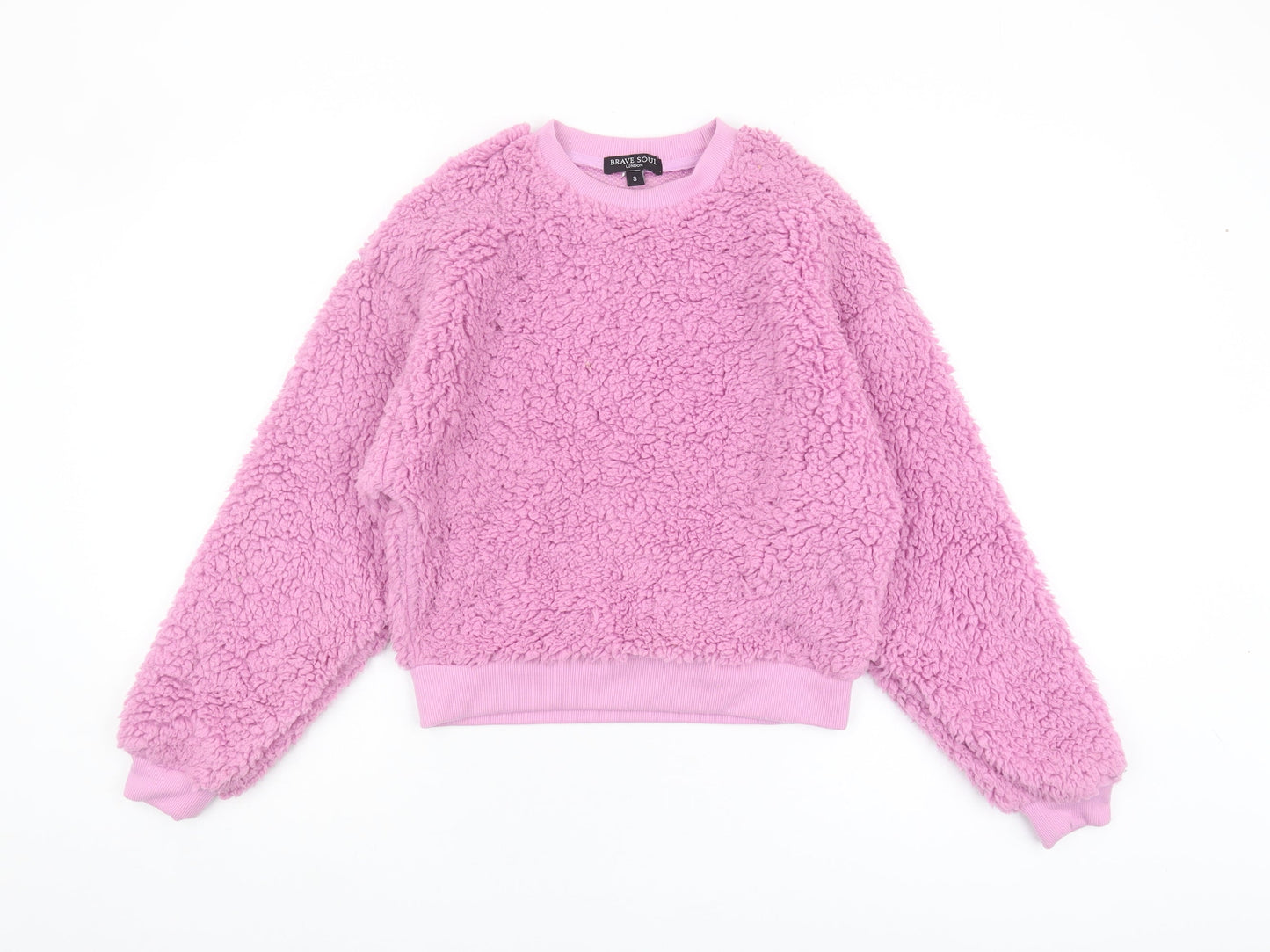 Brave Soul Women's Pink Fleece Pullover Sweatshirt S