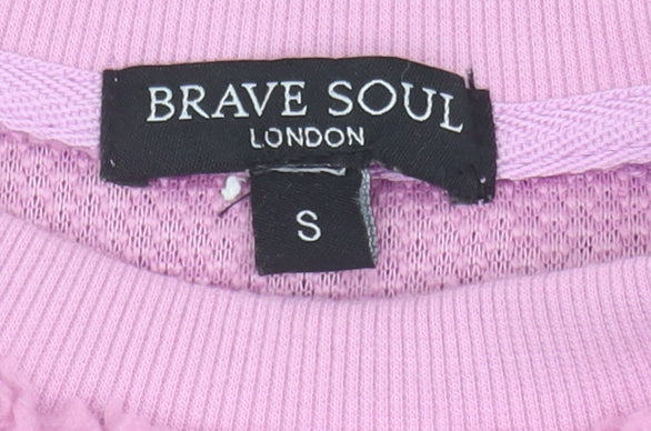 Brave Soul Women's Pink Fleece Pullover Sweatshirt S