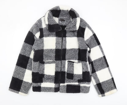 QED London Women's Black Check Jacket Size L Zip