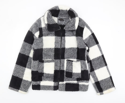 QED London Women's Black Check Jacket Size L Zip