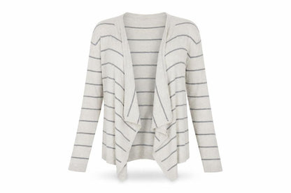 FatFace Women's Beige Striped Open Front Cardigan, Size 12