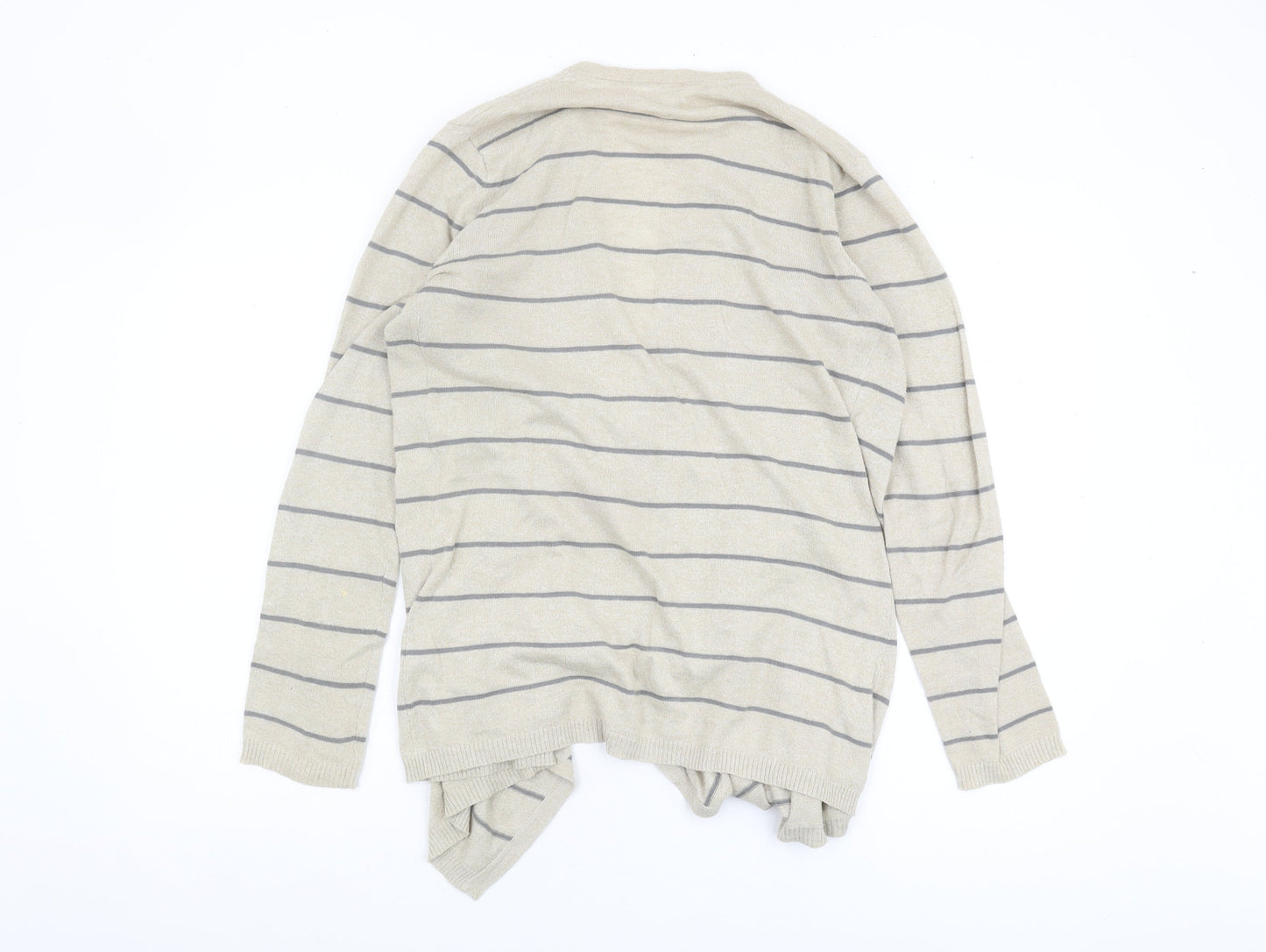 Fat Face Women's Beige Striped Open Front Cardigan, Size 12