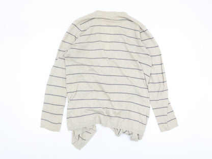 Fat Face Women's Beige Striped Open Front Cardigan, Size 12