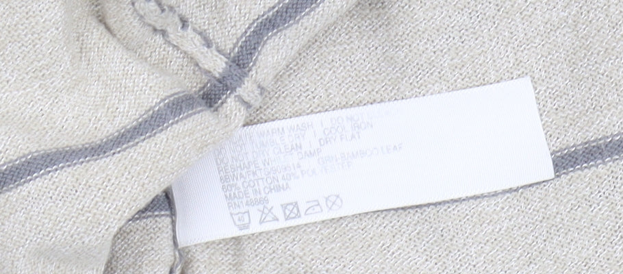 Fat Face Women's Beige Striped Open Front Cardigan, Size 12