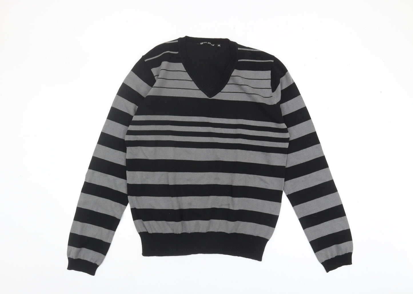 Brave Soul Men's Black Striped Pullover Jumper M