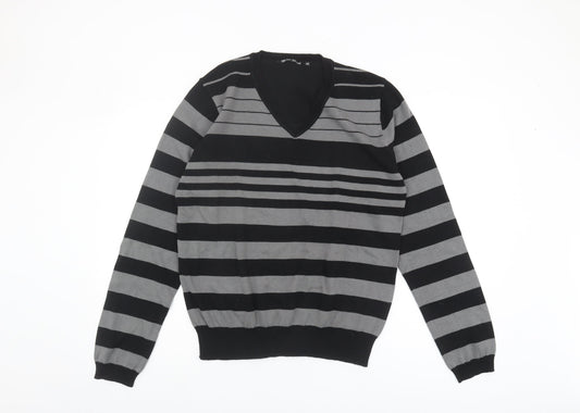 Brave Soul Men's Black Striped Pullover Jumper M