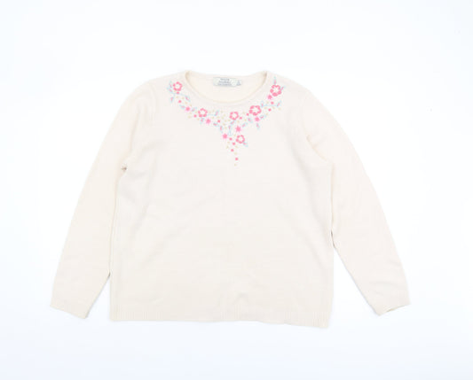 Honor Millburn Beige Embroidered Women's Pullover Jumper M