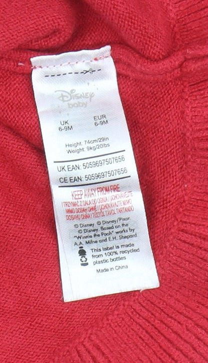 Disney Red Minnie Mouse Jumper 6-9M Unisex Baby Knitwear
