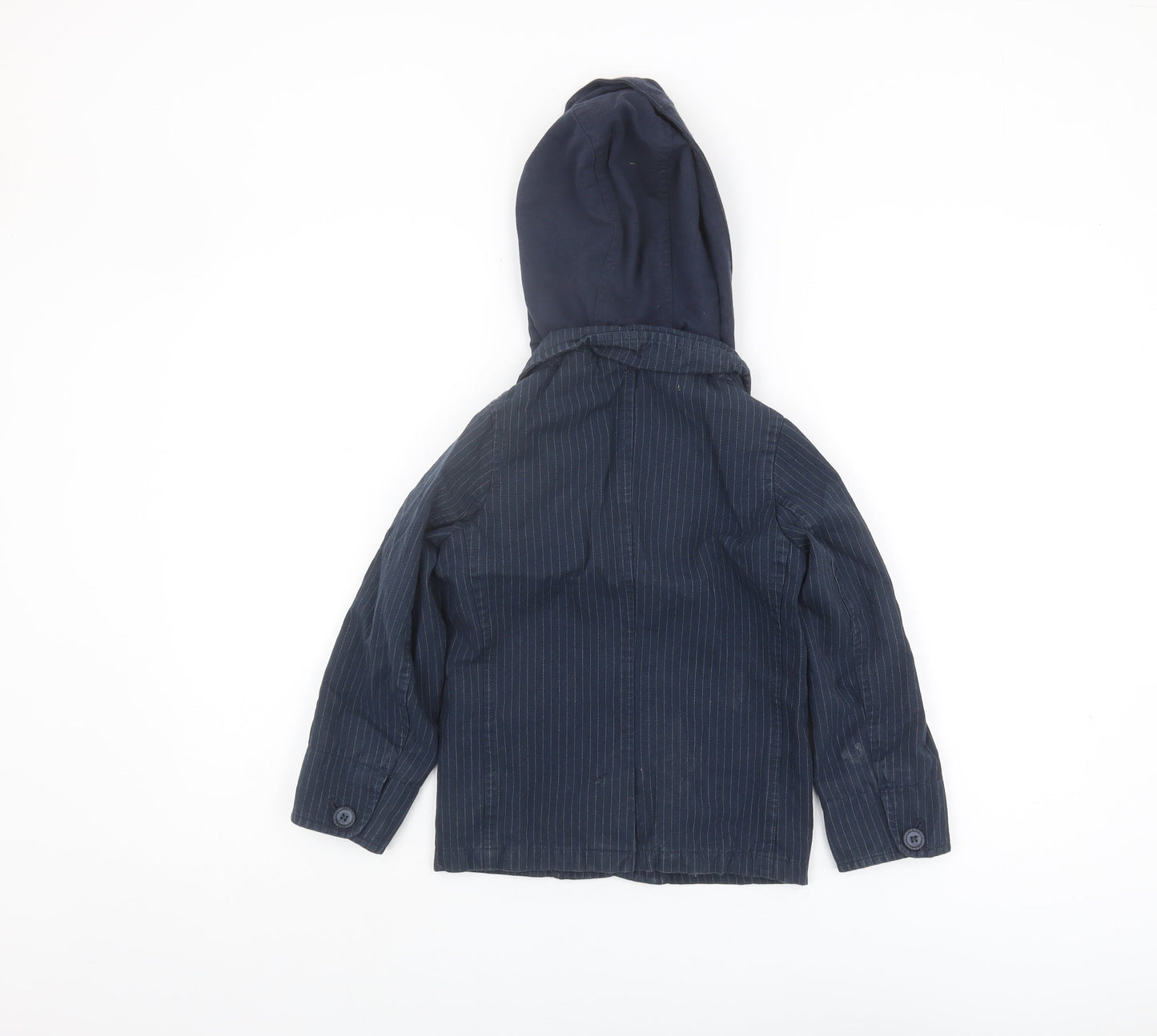 Jasper Conran Boys Blue Pinstripe Hooded Jacket, 7 Years