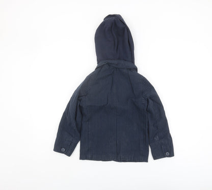 Jasper Conran Boys Blue Pinstripe Hooded Jacket, 7 Years