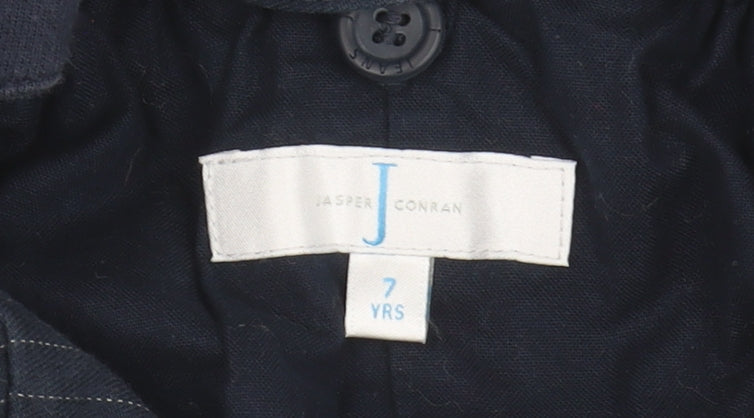 Jasper Conran Boys Blue Pinstripe Hooded Jacket, 7 Years
