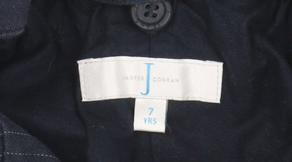 Jasper Conran Boys Blue Pinstripe Hooded Jacket, 7 Years