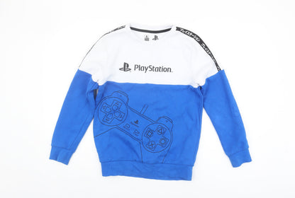 PlayStation Boys Blue White Pullover Sweatshirt Size 11 Years