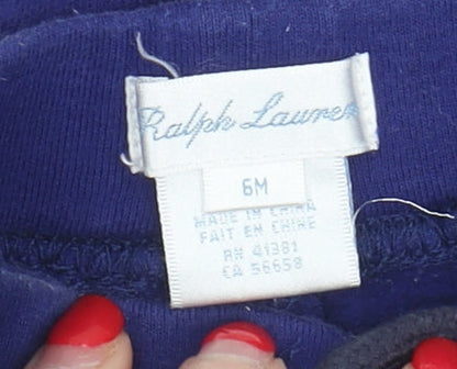 Ralph Lauren Unisex Blue Jogger Trousers 6-9 Months Cotton
