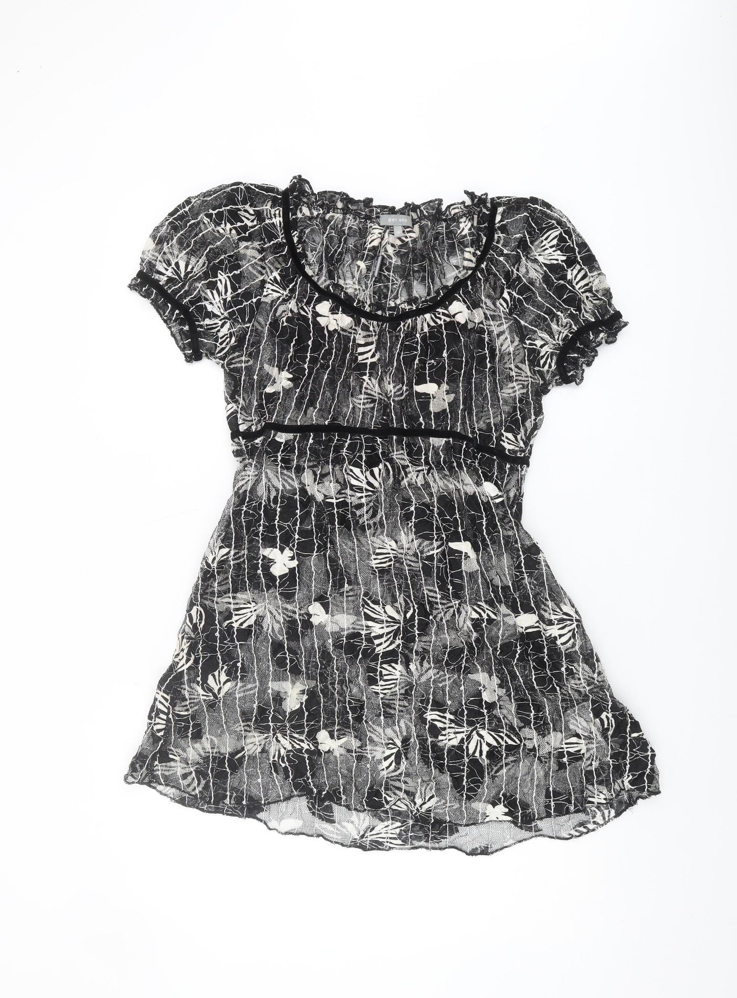 Per Una Women's Black Floral Mesh Dress Size 16