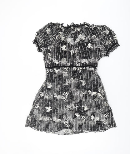 Per Una Women's Black Floral Mesh Dress Size 16