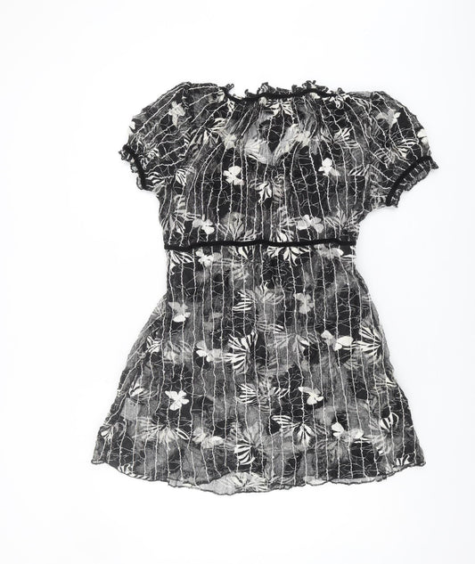 Per Una Women's Black Floral Mesh Dress Size 16
