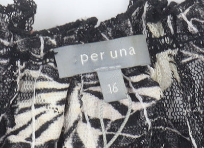 Per Una Women's Black Floral Mesh Dress Size 16