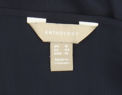 Anthology Women's Blue Long Sleeve Blouse Size 16