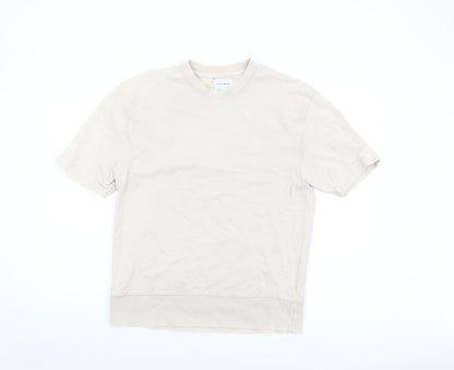 Topman Men's Beige XS Cotton Crew Neck T-Shirt