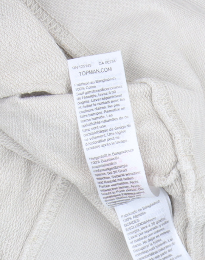 Topman Men's Beige XS Cotton Crew Neck T-Shirt