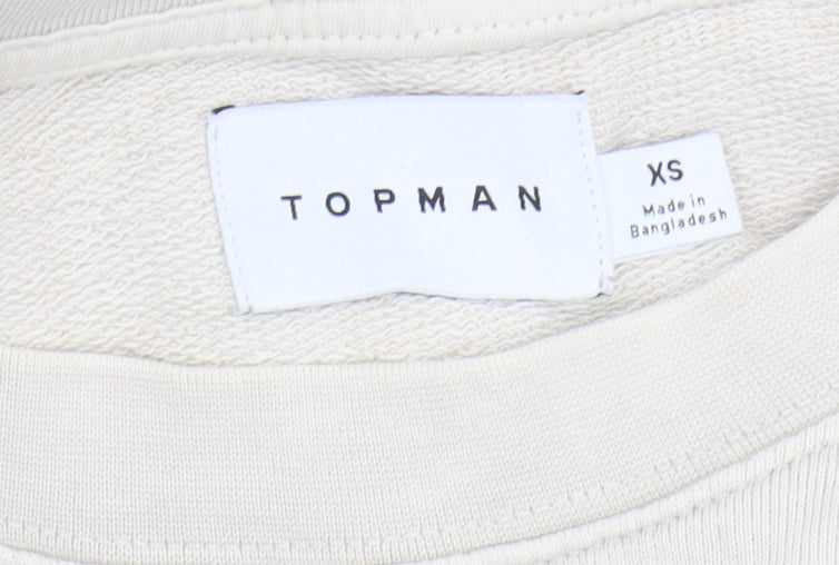 Topman Men's Beige XS Cotton Crew Neck T-Shirt