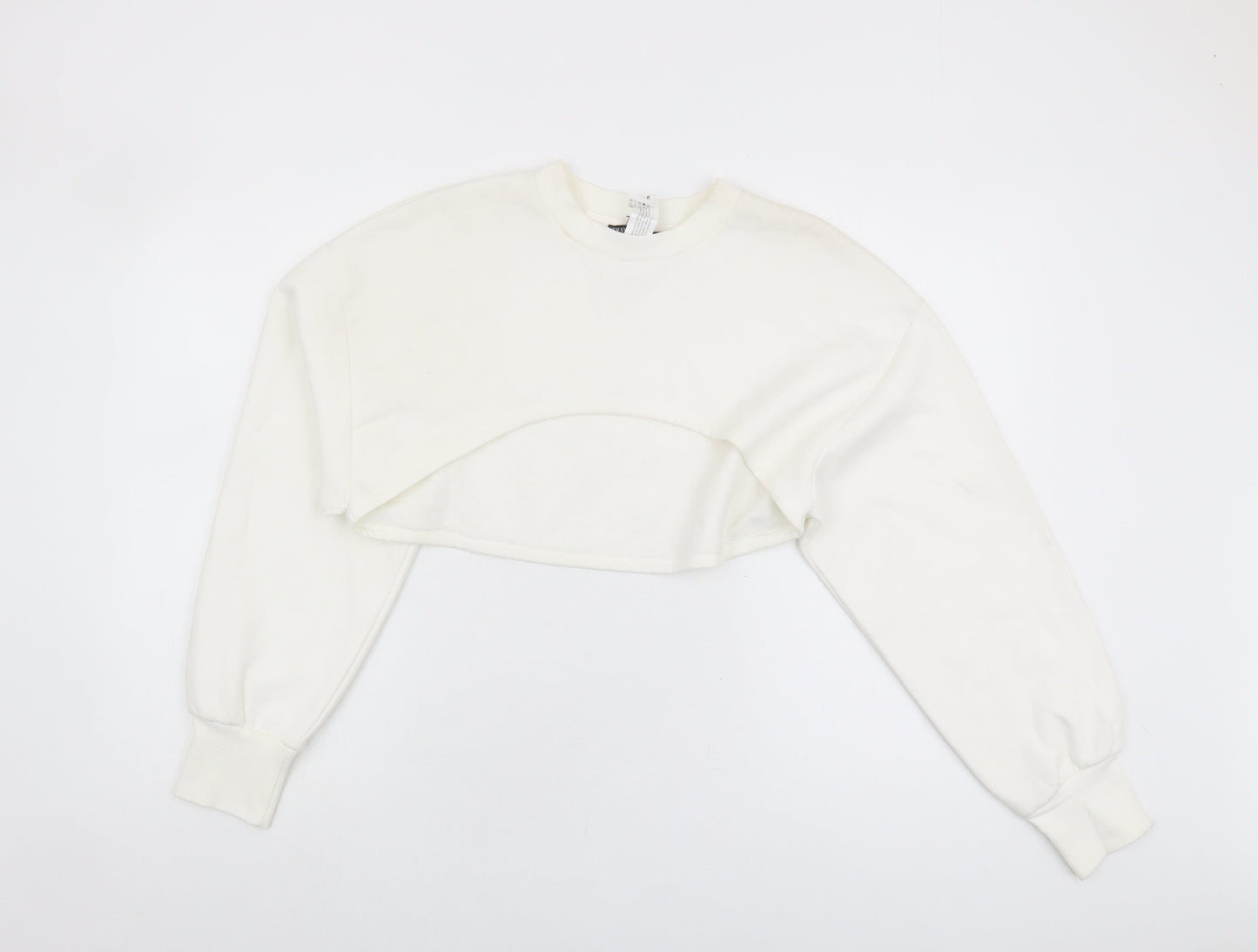 Zara Women's White Pullover Sweatshirt, Size L, Casual Knit