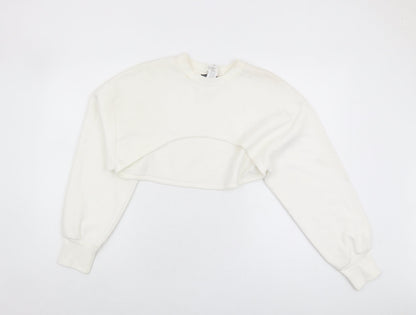 Zara Women's White Pullover Sweatshirt, Size L, Casual Knit