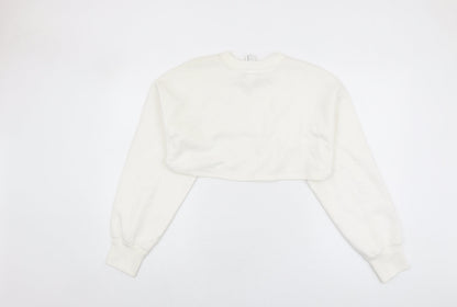 Zara Women's White Pullover Sweatshirt, Size L, Casual Knit