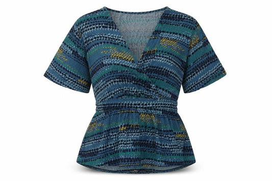 Womens UK Size S EAST Blue Wrap Blouse