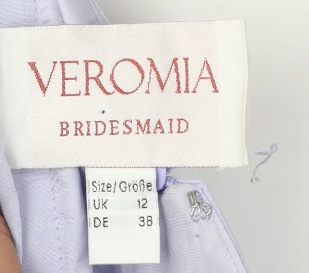 Veromia Women's Purple Halter Bridesmaid Dress