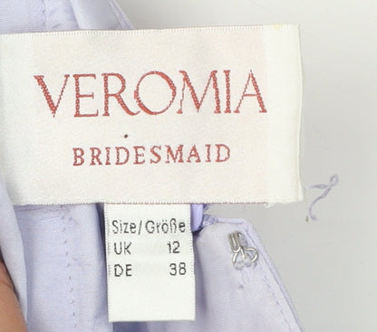 Veromia Women's Purple Halter Bridesmaid Dress