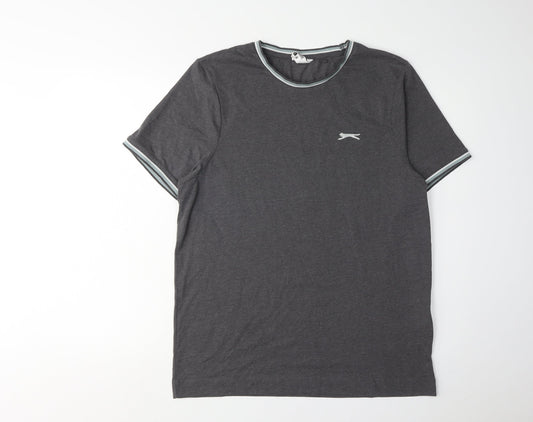 Slazenger Men's Grey Crew Neck T-Shirt, M, Short Sleeve