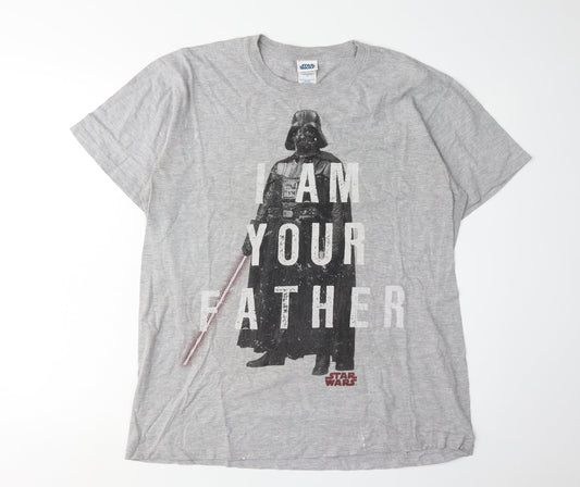 Star Wars Men's Grey Darth Vader Graphic T-Shirt, Size L