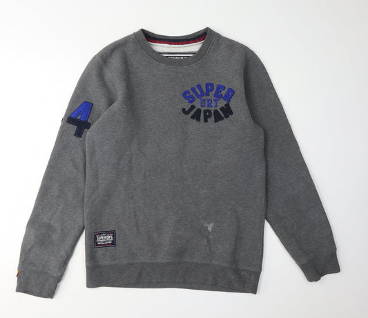 Superdry Men's Grey Pullover Sweatshirt, M, Logo Accents