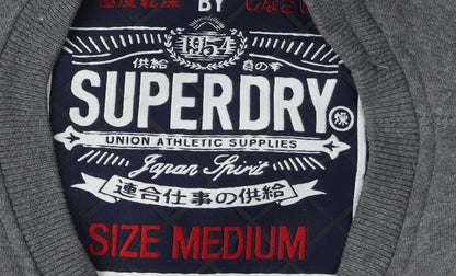 Superdry Men's Grey Pullover Sweatshirt, M, Logo Accents