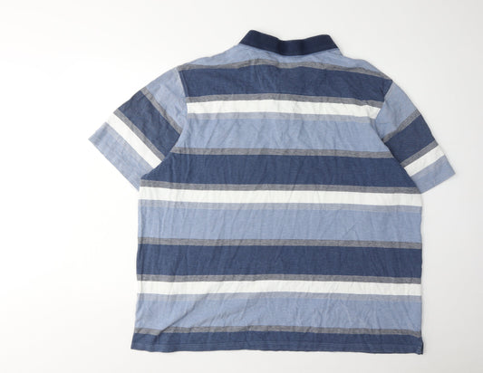 Maine New England Men's Blue Striped Polo 2XL Short Sleeve