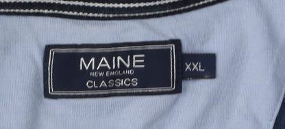 Maine New England Men's Blue Striped Polo 2XL Short Sleeve