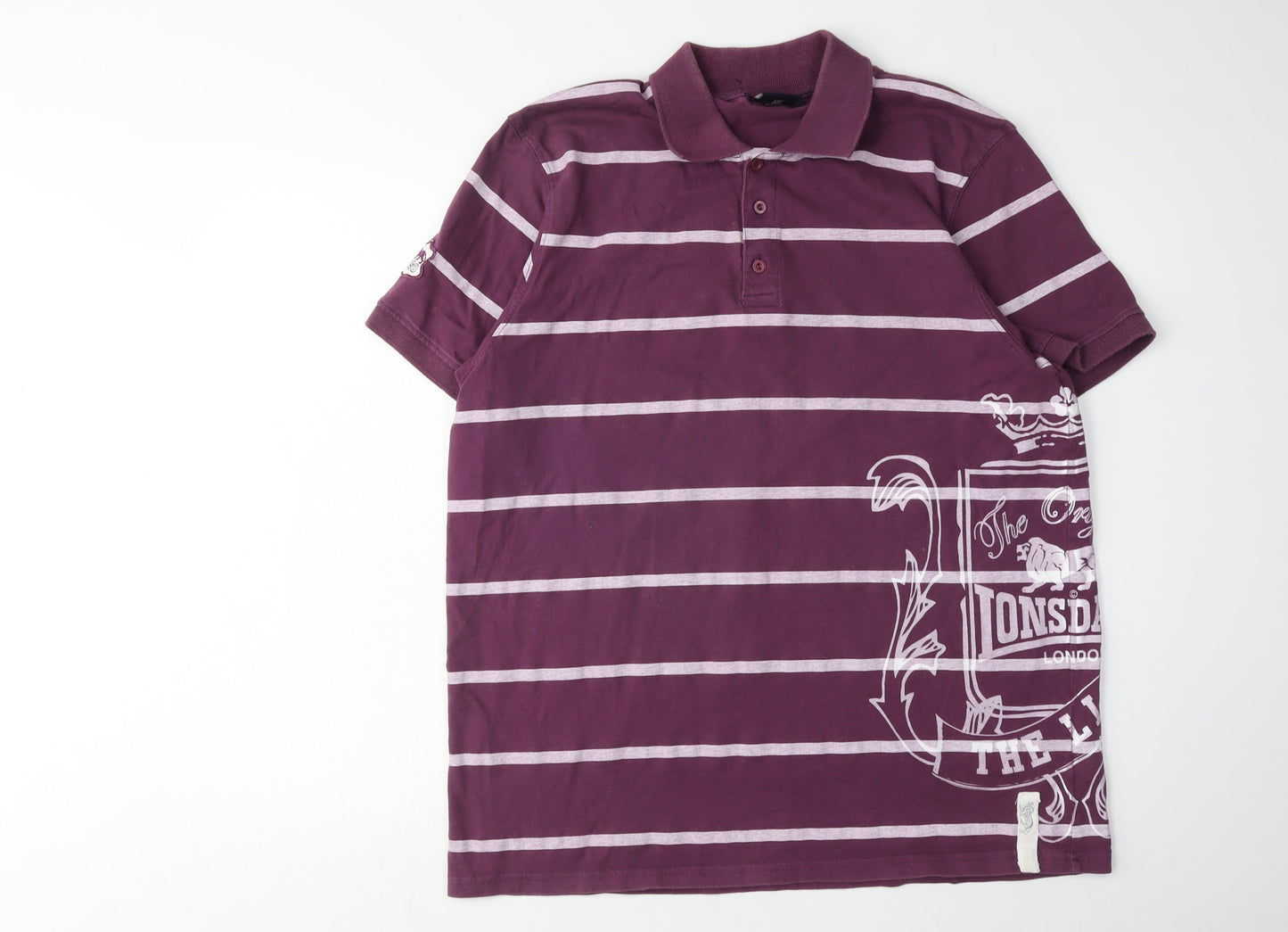 Lonsdale Mens XL Purple Striped Polo Shirt